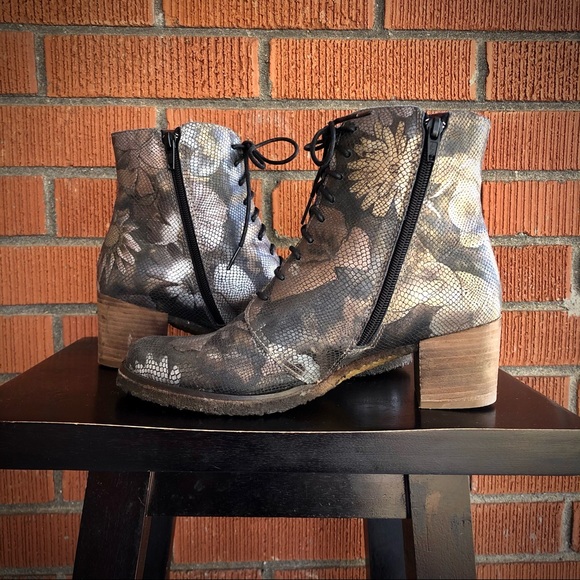 Ankle Boots booties leather shimmer with zip - Picture 4 of 9